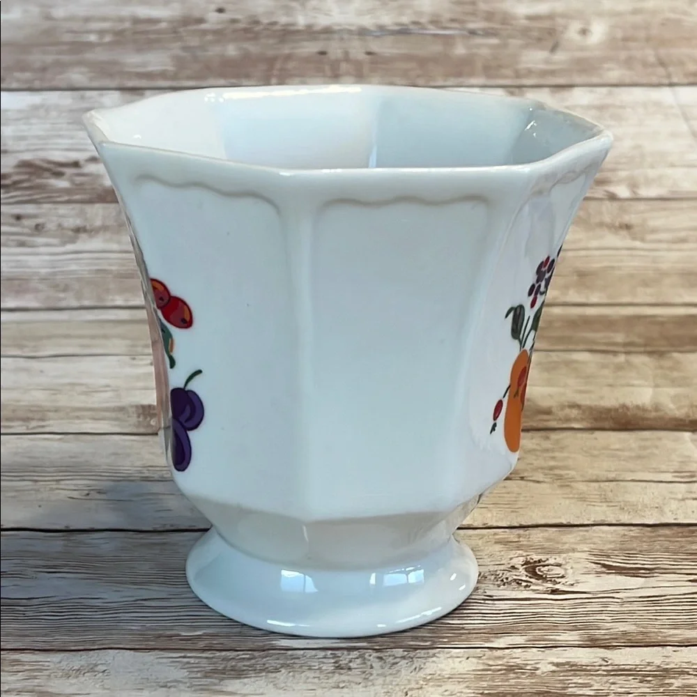 Vintage Hallmark Fruit Motif Porcelain Hexagon Footed Teacup